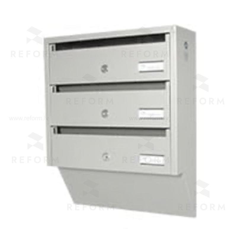 PD933 Vertical indoor postbox, 3 mailboxes, grey