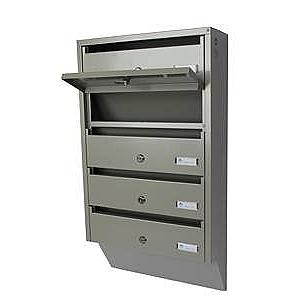 PD933 Vertical indoor postbox, 3 mailboxes, grey