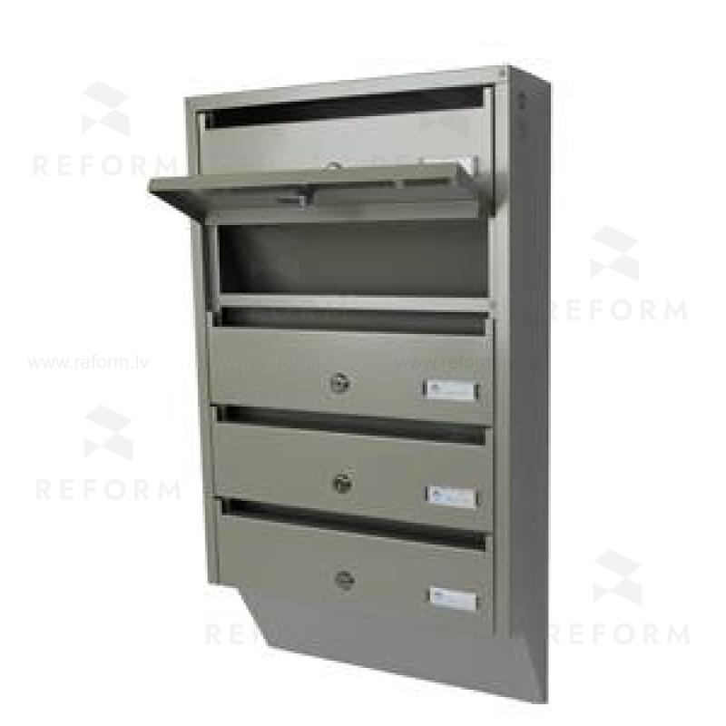 PD934 Vertical indoor postbox, 4 mailboxes, grey