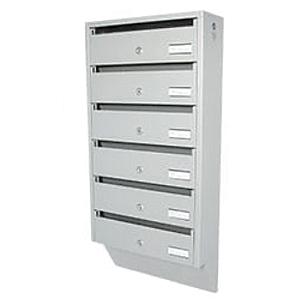 PD936 Vertical indoor postbox, 6 mailboxes, grey