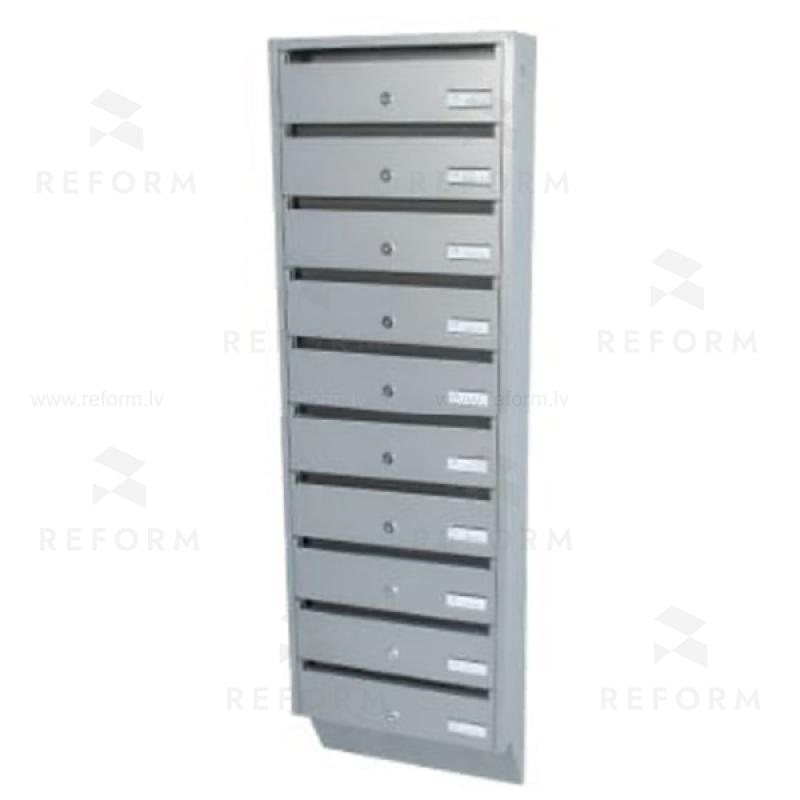 PD931 Vertical indoor postbox, 10 mailboxes, grey