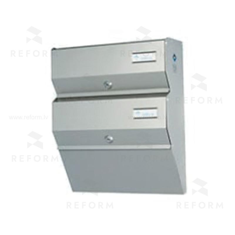 PD962 Vertical indoor postbox, 2 mailboxes, grey