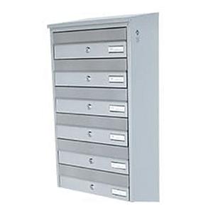 PD916 Vertical outdoor postbox, 6 mailboxes, grey