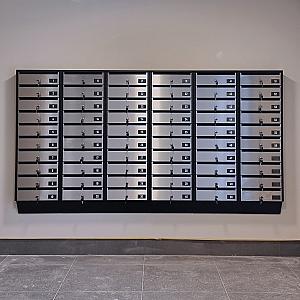 PD939 Vertical indoor postbox, 9 mailboxes, black / stainless steel