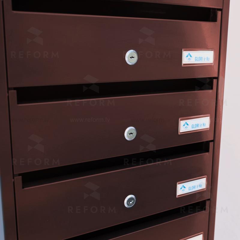 PD937 Vertical indoor postbox, 7 mailboxes, brown
