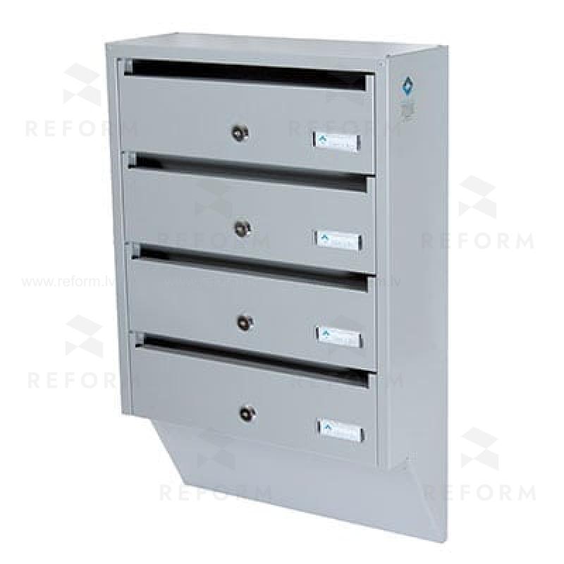 PD934 Vertical indoor postbox, 4 mailboxes, grey