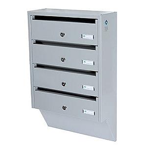 PD933 Vertical indoor postbox, 3 mailboxes, grey